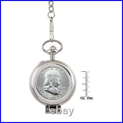 Coin Pocket Watch with Skeleton Quartz Movement Silver Franklin Half Dollar