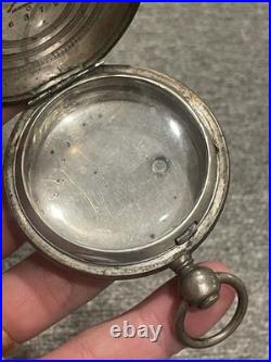 Coin Silver Antique Pocket Watch Case withCrystal out of Estate! 84GR