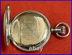 Coin Silver Hunter 16S Pocket Watch Case No Movement With Crystal & Inscription