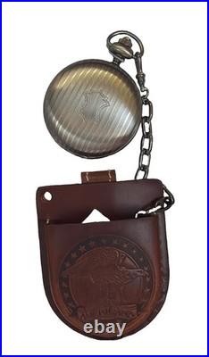 Colibri Quartz Pocket Watch Blue Dial Silver Full Hunter with Box