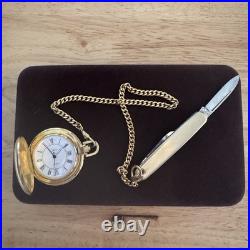 Colibri Wind Up Swiss full hunter Case Deer Pocket watch w Solingen Knife NOS