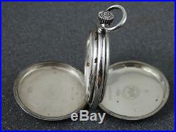 Collectable Old Longines Hunter Silver Pocket Watch Engraved Case