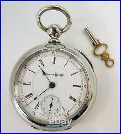 Columbus 18s 13j Silver Case Roman numeral Dial Keywind Running Red Dial Ring