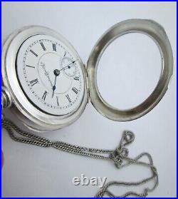 Columbus 18s Pocket Watch withChain Chicago 5 Oz Coin Silver Case