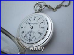 Columbus 18s Pocket Watch withChain Chicago 5 Oz Coin Silver Case