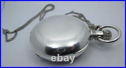 Columbus 18s Pocket Watch withChain Chicago 5 Oz Coin Silver Case