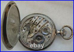 Cronometro Escasany Pocket watch silver & niello hunter case 52 mm. In diameter