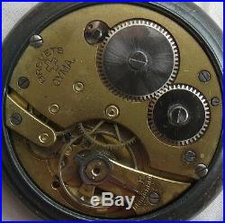 Cyma Calendar Pocket Watch open face gun case 51,5 mm. In diameter