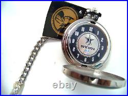 Danbury Mint Dallas Cowboys NFL Pocket Watch with Chain Pocket Leather Case New
