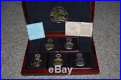 Disney Pocket Watch Collection In Wooden Case Rare Set Ap/5000 (artist's Proof)
