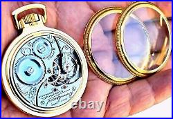 Display Back Gold Plated Case SIXTY HOUR Pocket Watch ILLINOIS Bunn Special