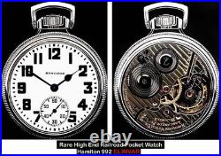 Display Back Main Liner Case RR Pocket Watch Hamilton 992-E Elinvar Serviced