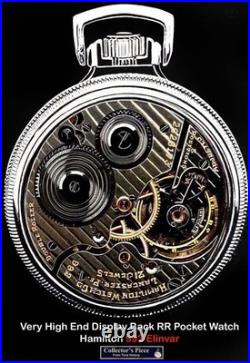 Display Back Main Liner Case RR Pocket Watch Hamilton 992-E Elinvar Serviced