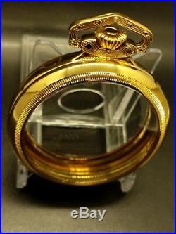 Display Salesman Pocket Watch 18s Gold CASE for Railroad, Lever Set, or Stem Set