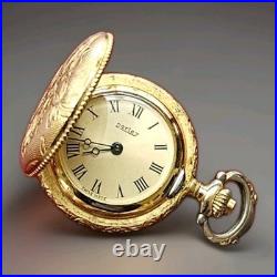 Dorley Swiss Pocket Watch Gold Filled Ornate Engraved Hunter Case Roman Numerals