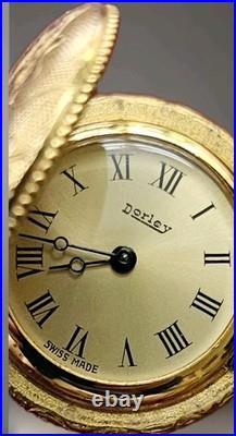 Dorley Swiss Pocket Watch Gold Filled Ornate Engraved Hunter Case Roman Numerals