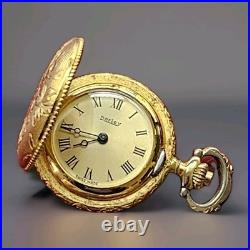 Dorley Swiss Pocket Watch Gold Filled Ornate Engraved Hunter Case Roman Numerals