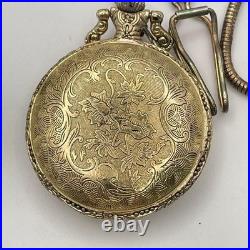Double Hunter Manual Wind Pocket Watch Classic Car Engraved Used