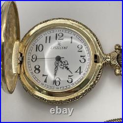 Double Hunter Manual Wind Pocket Watch Classic Car Engraved Used