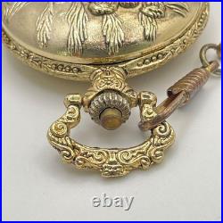 Double Hunter Manual Wind Pocket Watch Classic Car Engraved Used