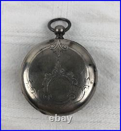 EARLY Ca1879 Rockford 18s Key Wind & Set Pocket Watch Sterling Silver Case READ