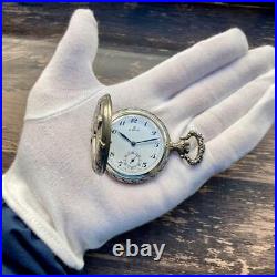 EDOX vintage pocket watch hunter case silver manual mechanical 17 jewels Works