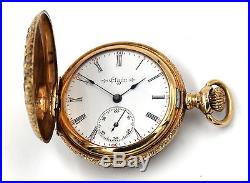 Elgin 14k Diamond Multi Tone Gold Pocket Watch Full Hunter Case Size 0s 1903