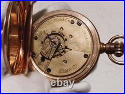 ELGIN 18s Gold-Plated Hunter Case Hand-Wound Pocket Watch