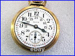 ELGIN Father Time 21J Railroad Grade Pocket watch 10K gf Case Double Roller