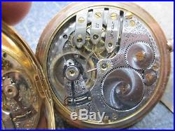 ELGIN LARGE SIZE VERY FANCY MEN HEAVY 14K GOLD HUNTERS CASE RUNNING Pocket Watch