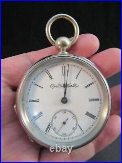 ELGIN pocket watch case 18s 7j ANGLED HINGES & ENGRAVED antique KEY WIND & WORKS