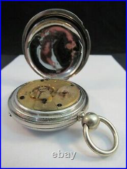 ELGIN pocket watch case 18s 7j ANGLED HINGES & ENGRAVED antique KEY WIND & WORKS