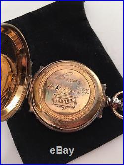 ENGRAVED VICTORIAN A. Huguenin 14K SOLID GOLD HUNTER CASE POCKET WATCH 1800's