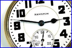 EXCELLENT Hamilton 992 E Elinvar Pocket Watch With Bar Over Crown Case RUNS