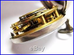 Excellent John Fryer Silver Pair Case Verge Fusee Pocket Watch Runs