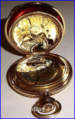 EXCEPTIONAL Antique WALTHAM POCKET WATCH with14K GOLD FILLED Hunter CASE c1890