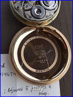 E. Howard Pocket Watch, Series 10, 16s 21 Jewels, Nice Case, RR Runs Strong