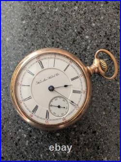 Early 1900s Hamilton 17J Pocket Watch Open Face Original Movement Wadsworth Case