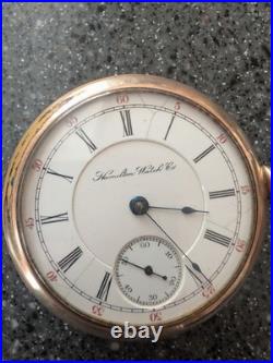 Early 1900s Hamilton 17J Pocket Watch Open Face Original Movement Wadsworth Case