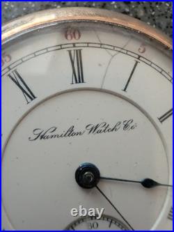 Early 1900s Hamilton 17J Pocket Watch Open Face Original Movement Wadsworth Case