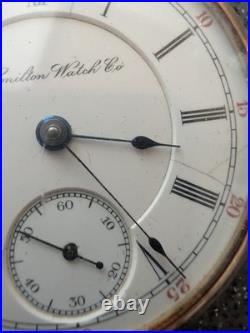 Early 1900s Hamilton 17J Pocket Watch Open Face Original Movement Wadsworth Case