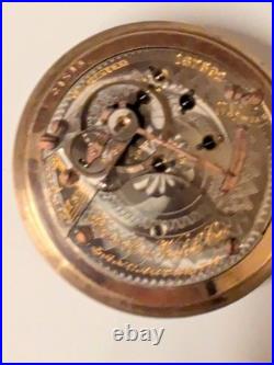 Early 1900s Hamilton 17J Pocket Watch Open Face Original Movement Wadsworth Case