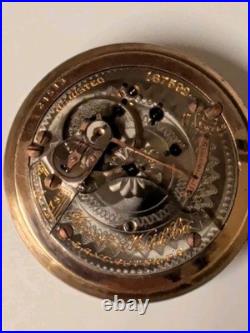 Early 1900s Hamilton 17J Pocket Watch Open Face Original Movement Wadsworth Case