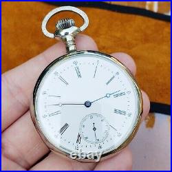 Early E. Leonville Locle Swiss Pocket Watch, Silverode Case, MINT Condition
