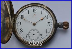 Early Swiss OMEGA 47mm POCKET WATCH 935 Silver Case? On balance cock FOR