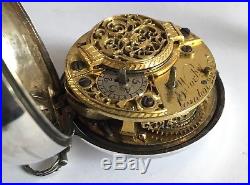 Early Verge fusee pocket watch in silver repouse case 1771