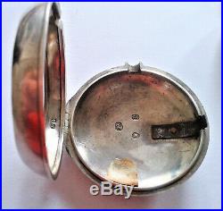 Early Victorian silver pair cased verge pocket watch c1843. Parts/repair