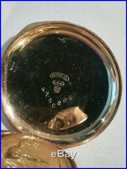Elgin 0S. Near Mint (1905) fancy dial 7 jewels 14K. Solid Gold hunter case