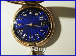 Elgin 0 size 15 jewels fancy blue dial (1901) 14K. Gold filled hunter case
