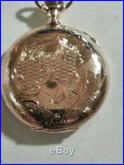 Elgin 0 size (1901) 7 jewels fancy dial grade 269 14K. Gold filled hunter case